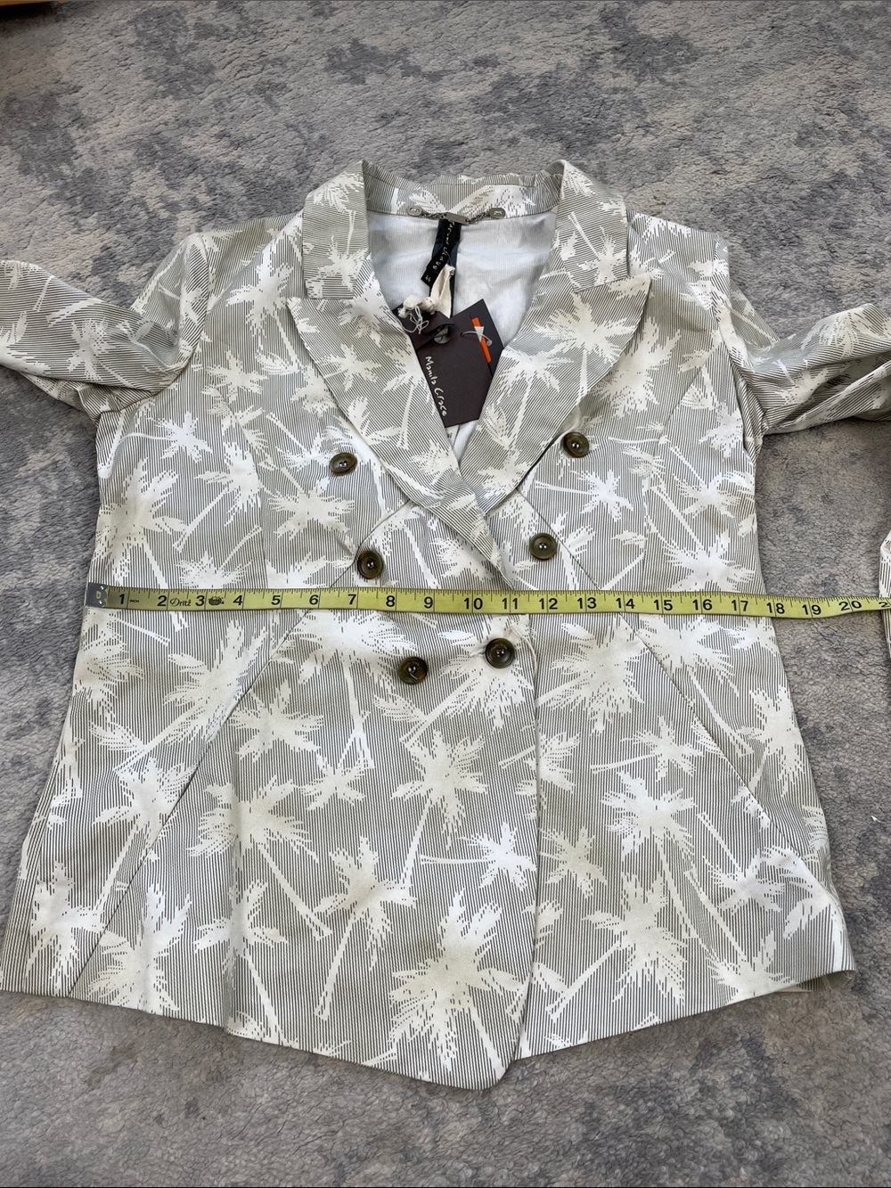 Manila Grace Double Breasted Palm Print Blazer Jacket Tropical Sz 44 - Picture 12 of 14